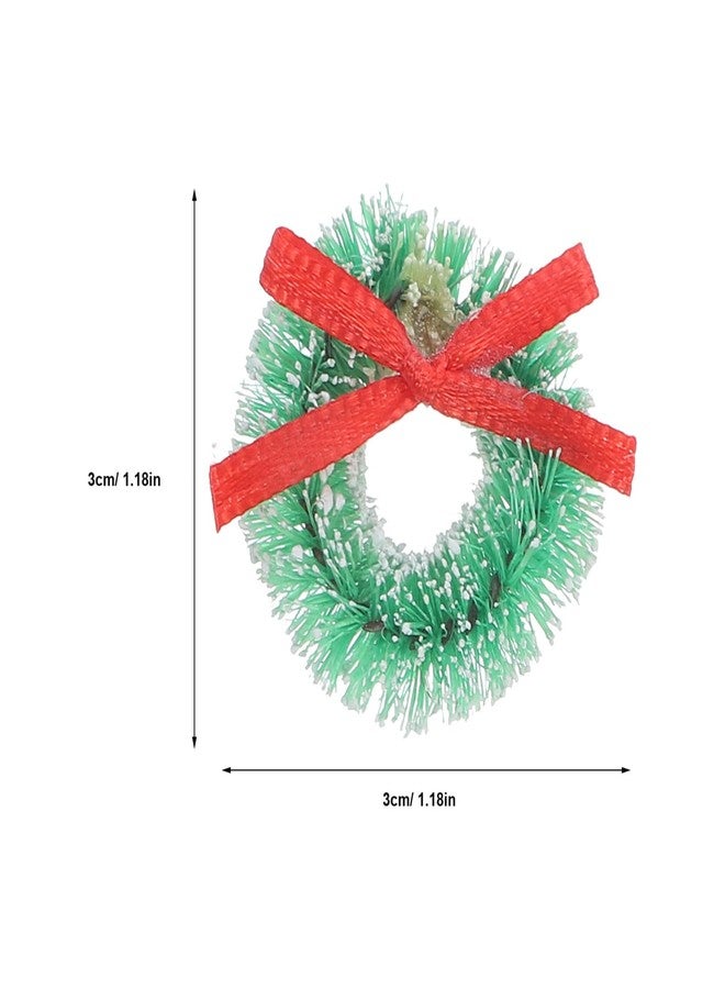 JECOMPRIS 12pcs Mini Christmas Wreaths: 1.18 Inch Artificial Miniature Frost Sisal Christmas Tree Wreaths with Bow - Xmas Hanging Decor for Holiday New Year Farmhouse - Image 2